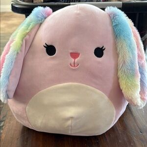 Pink Plush Bunny with Rainbow Ears